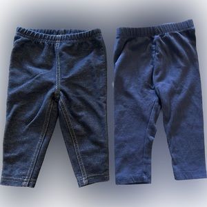 Baby Girl 6m Bottoms Jeggings and Navy Blue Pants Bundle